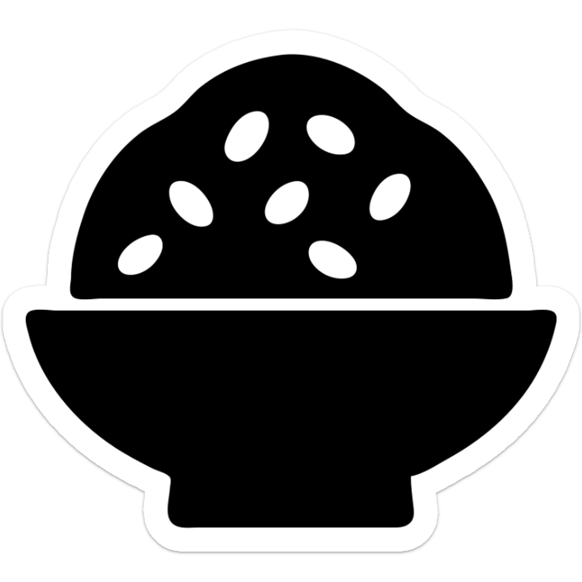 A dish of rice topped with black sesame seeds and soy sauce. sticker