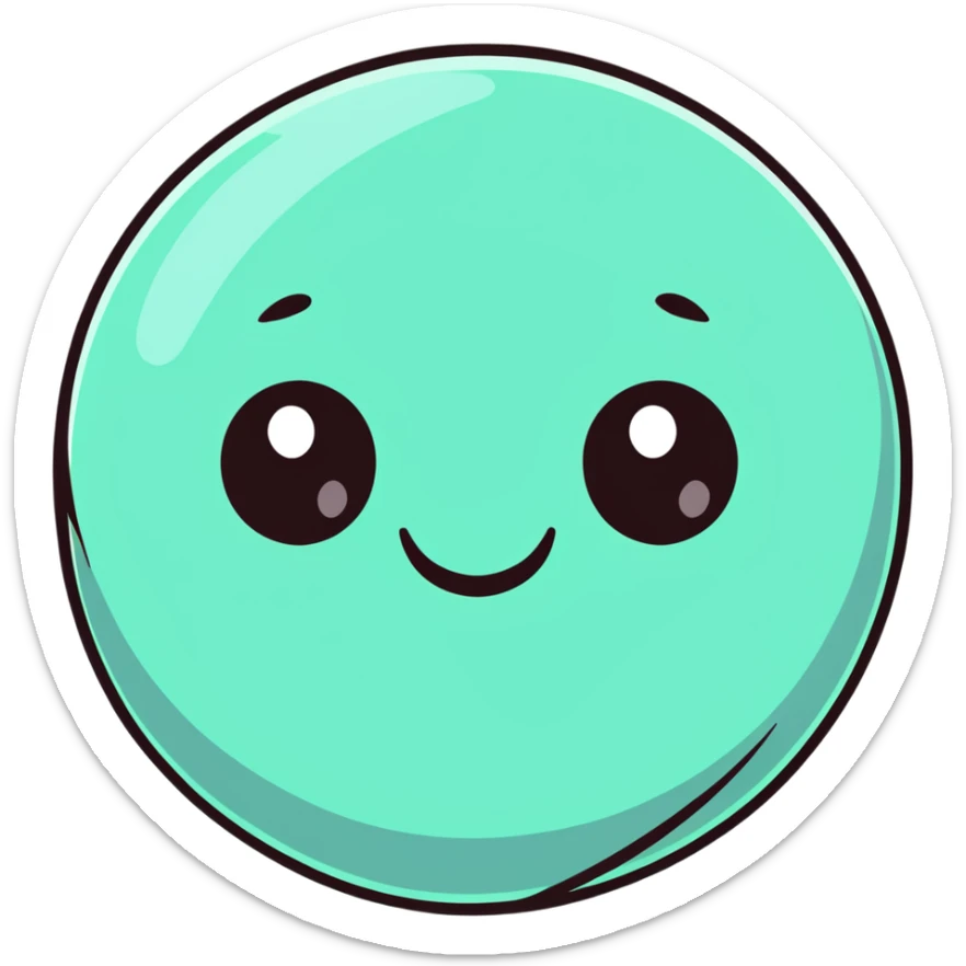 planet with misty smoky atmosphere and a cute happy face with big eyes sticker