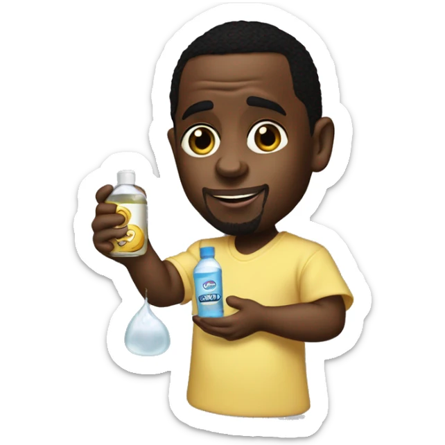 P DIDDY holding baby oil sticker