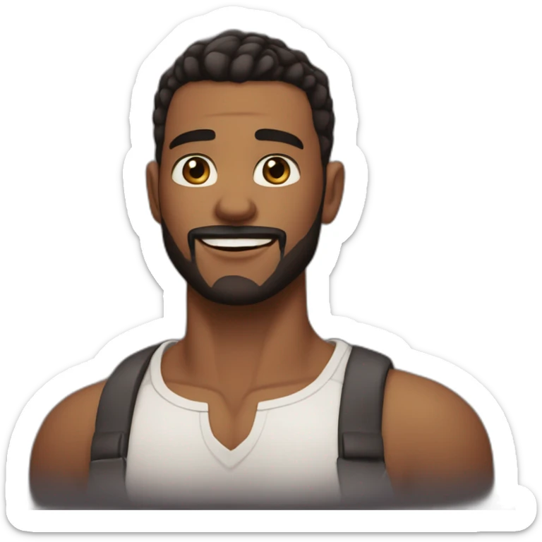brown skin male, black fade haircut approximately 32 years old, good beard, chest up, confident sticker