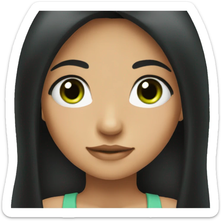girl with green eyes and long black hair sticker