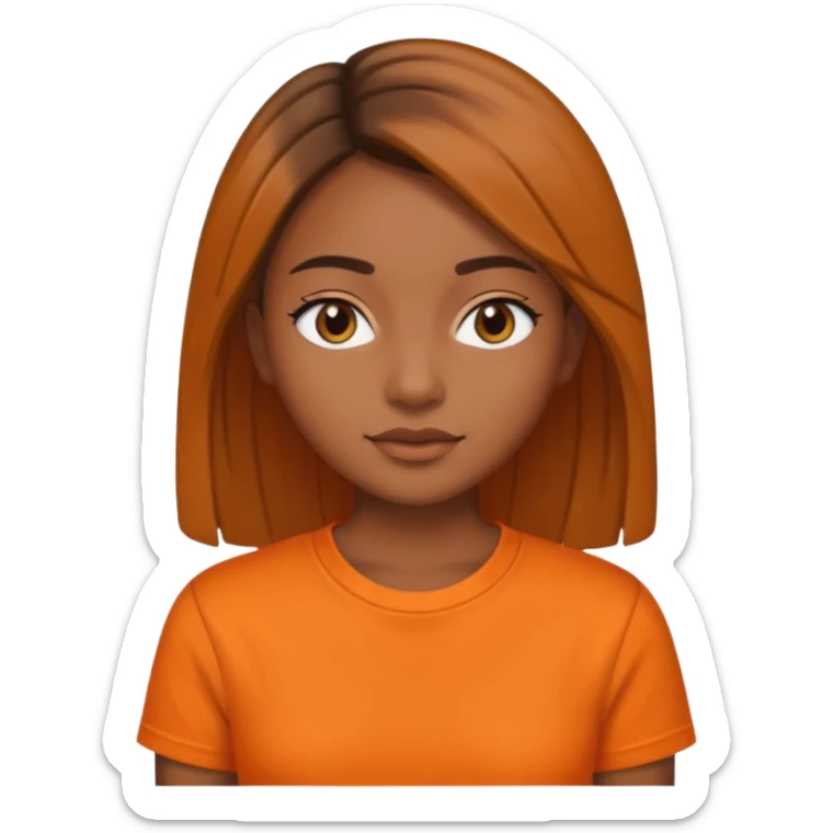 brown skin girl straight hair and orange shirt sticker