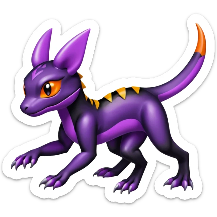 Cute Shiny Guilmon-Salandit-Umbreon-Fakémon-hybrid-creature (full body)  sticker