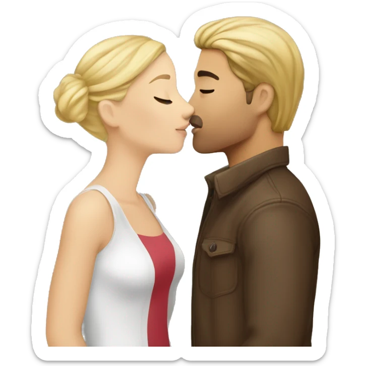 Blonde-hair-woman-and-brown-hair-man-kisses sticker