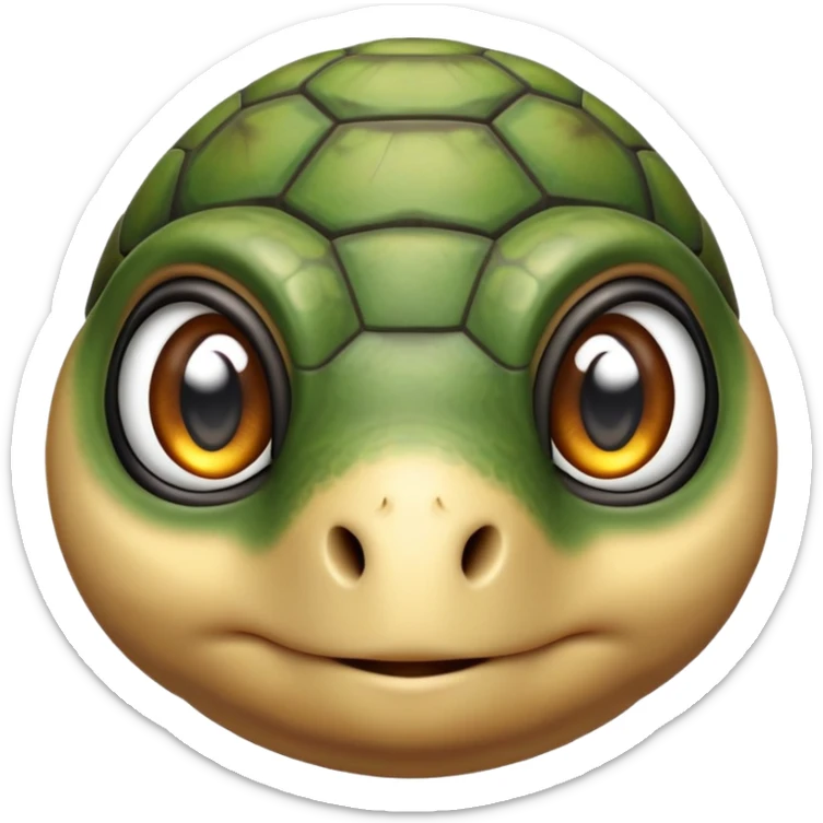 cinematic-baby tortoise-realistic--emoji,,-cute-wise-face-peering-ahead-with-calm-determination,-cute large-eyes-reflecting-centuries of wisdom, sticker