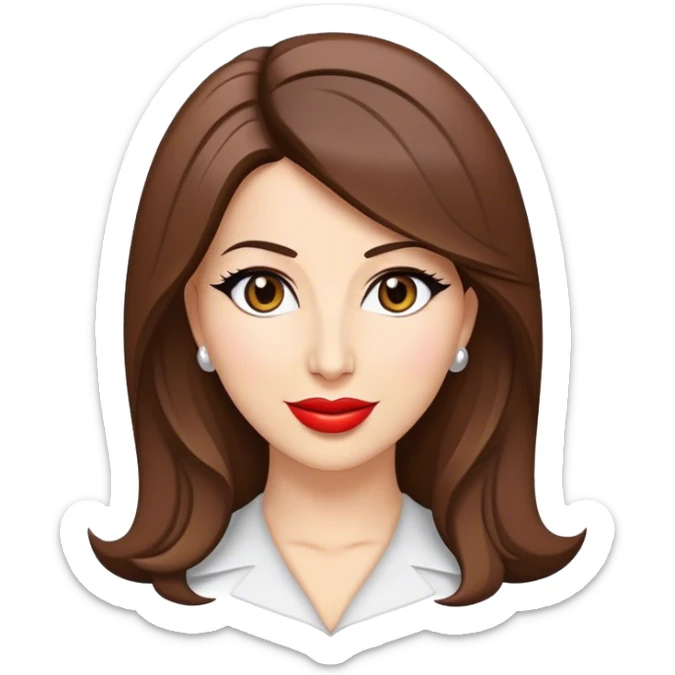 Cinematic Realistic Nancy Ajram Pop Culture Emoji, depicted with a charismatic modern portrayal of the celebrated singer rendered with crisp detail and energetic lighting. sticker