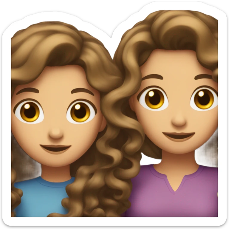 Girl with brown hair curling the hair of another girl sticker