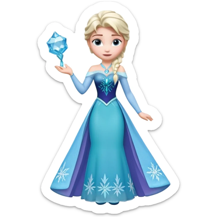 Isolated, breathtakingly vivid and intricately detailed digital illustration of the most incredibly cute  Elsa (Frozen) figurine imaginable, toy style. sticker
