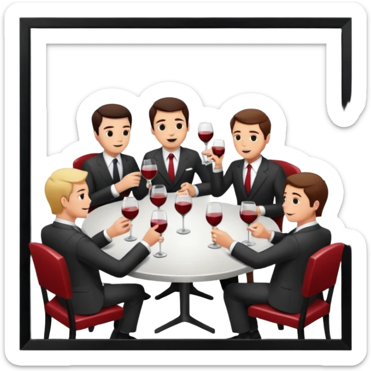 corporate executives enjoying wine Party at a french SPAM meat cafe LANDSCAPE  sticker