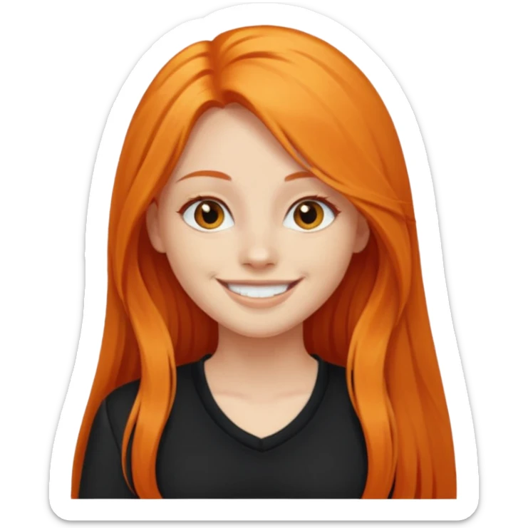 girl with very long orange hair and black clothes living sticker