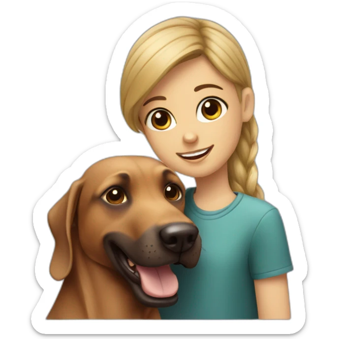 A boy with beard and with a beautiful girl playing with a boy Doberman dog sticker