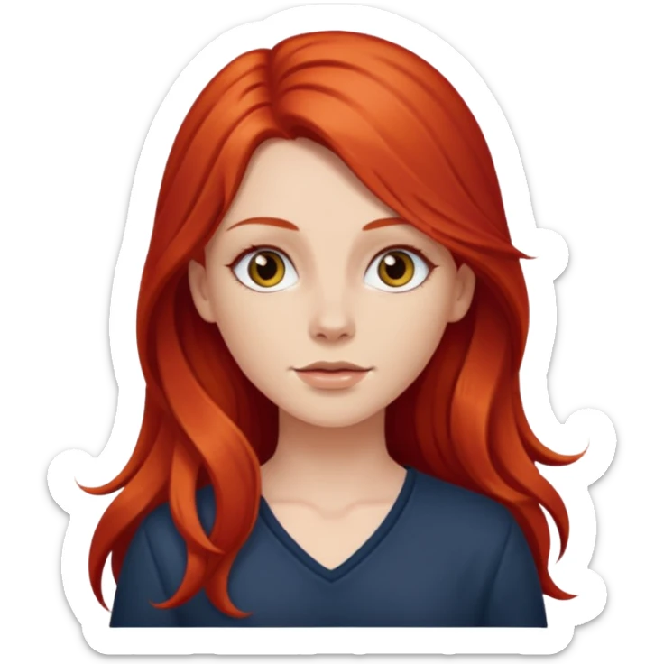 white girl with long red hair sticker