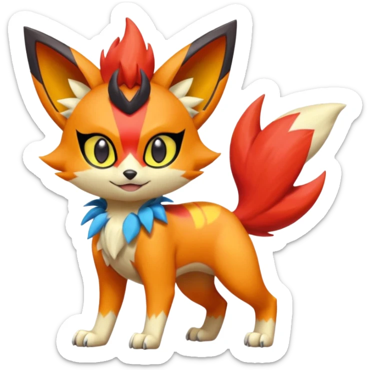 Torracat-Amaura-Fennekin-Fakémon-Digimon-fusion (full body) sticker