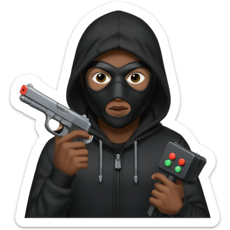 Hoodlum burglar madk and gun with switch and extended clip sticker