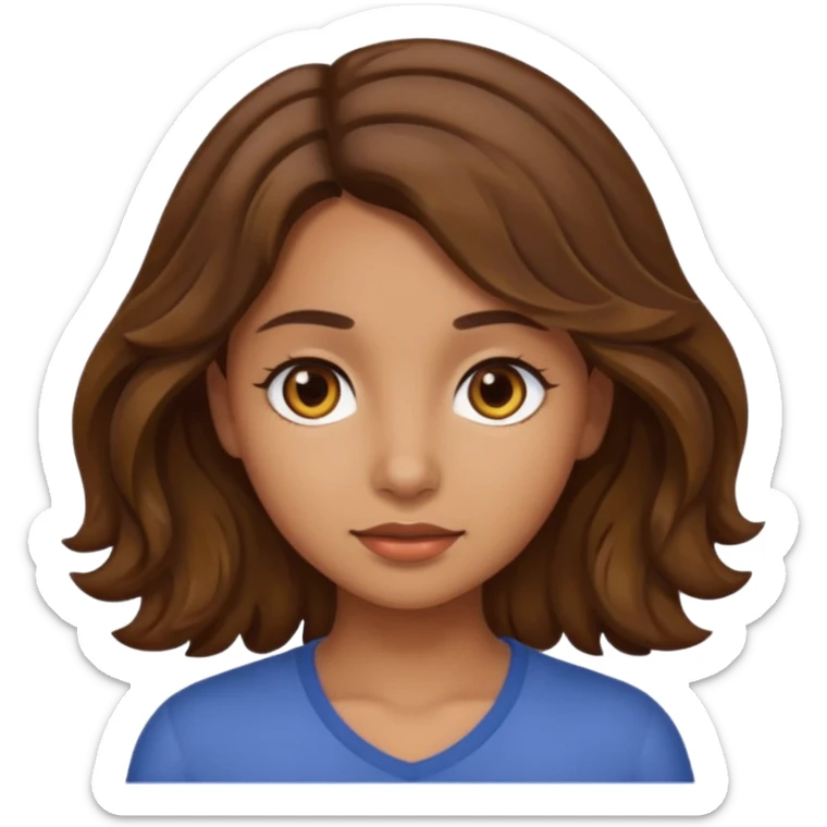 can you please make a girl with olive skin tone, brown hair, brown eyes and wavy hair sticker