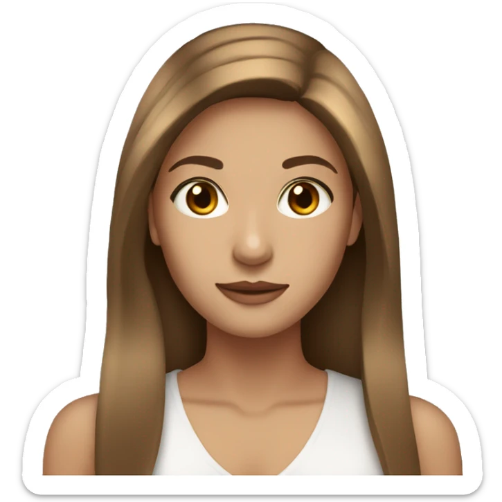 Beautiful woman, straight long light brown hair, brown eyes, christmas sticker