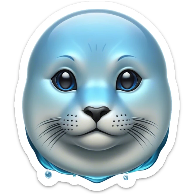 Cinematic Noble Seal Portrait Emoji, Poised and refined, with a sleek, streamlined body adorned in smooth, glossy hues and deep, soulful eyes, Simplified yet sharp and sophisticated features, highly detailed, glowing with a soft, aquatic glow, high shine, intelligent and graceful, stylized with an air of maritime elegance, focused and alert, soft glowing outline, capturing the essence of a watchful ocean guardian that feels as though it could glide out of the screen with effortless authority! sticker