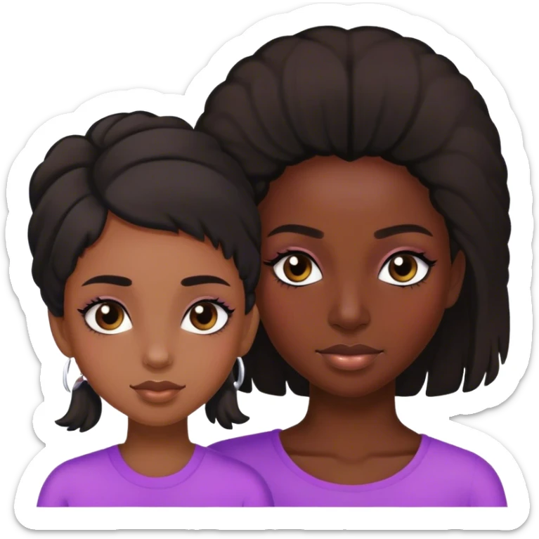 mom and teenage daughter that has eyelashes duo black girls  sticker