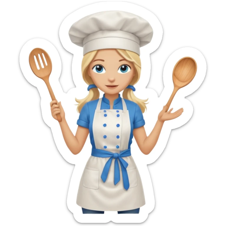 Full body 
Sexy Long Blonde hair blue eyed female chef sticker