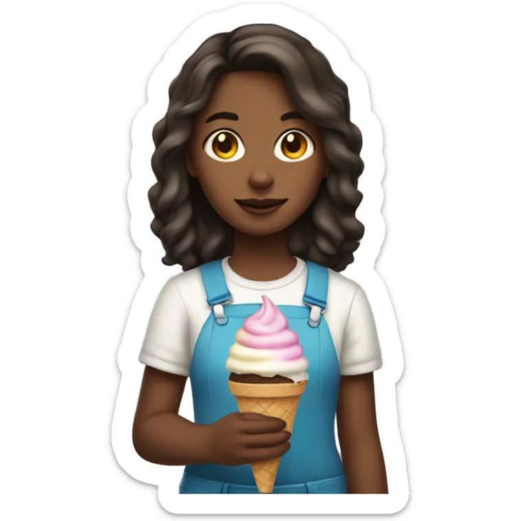 Girl approximately 14 years with dark brown hair and with ice cream in her hand  sticker