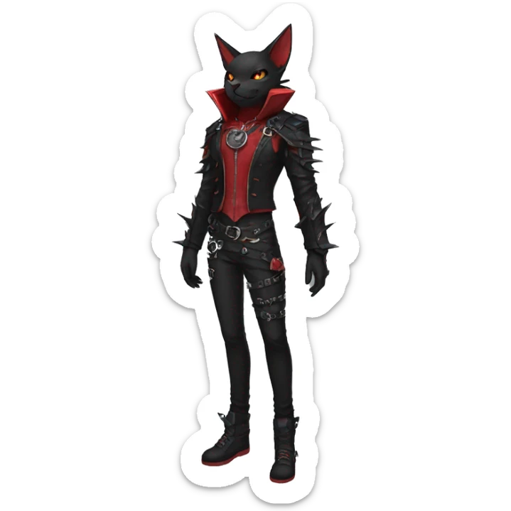 cool edgy black punk red fantasy nargacuga-bat-cat-Fakemon collar harness full body sticker
