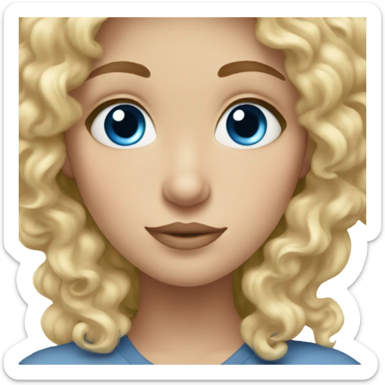polish White girl (blue eyes and curly blonde hair) with lazy eye sticker