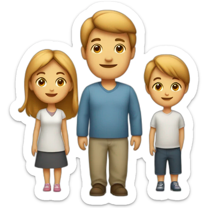 Family with 4, father, mother, Big boy, small girl sticker