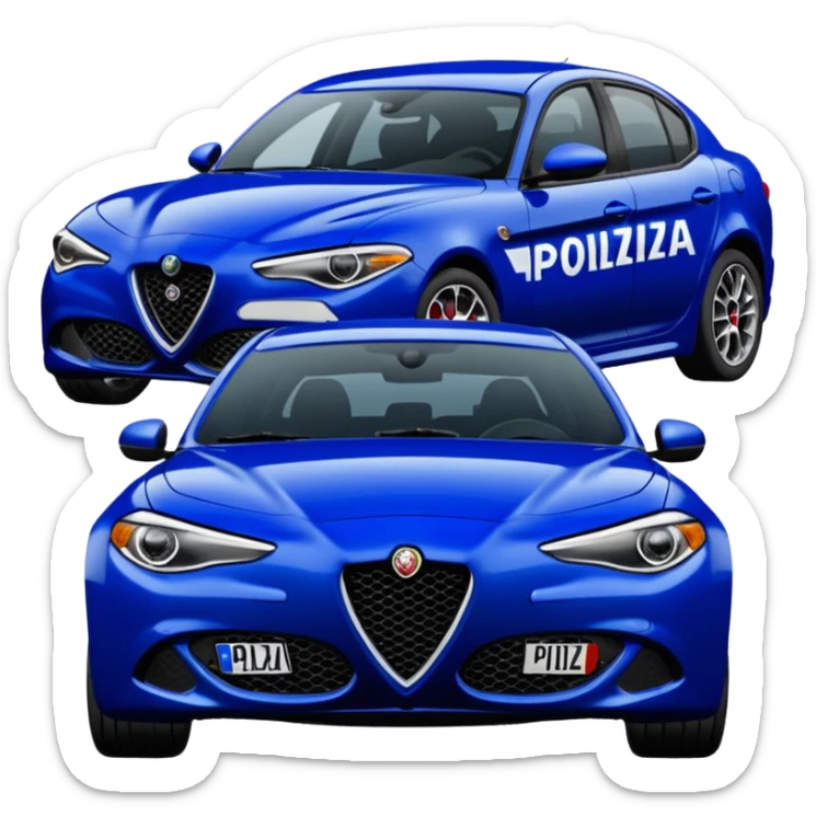 crea auto di servzio alfa romeo giulia tutta blu scuro quasi nero con la scritta sul lato polizia penitenziaria  sticker