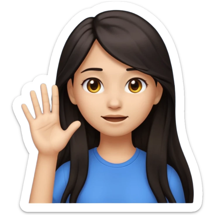 Animated girl dark long hair emoji tapping right side of the head with her hand with duh facial expression  sticker