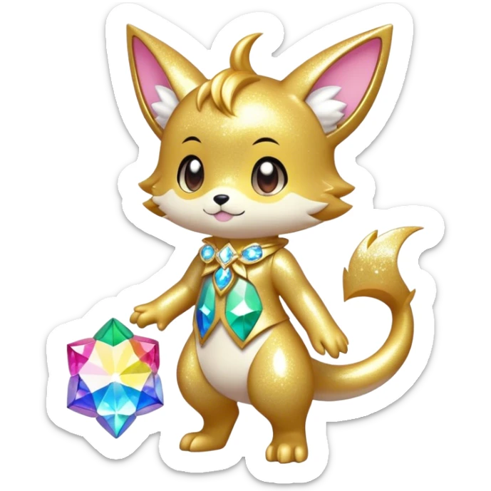 Cute Kawaii Chibi Anthro Sona Pretty Shiny Colorful Sparkly Fakemon Full Body sticker