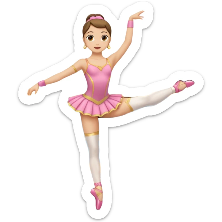 Una chica con vestuario de bailarina urbana con las piernas flexionadas, el dedo índice en la boca, el tren superior inclinado hacia la izquierda y con la cadera proyectada hacia la izquierda sticker