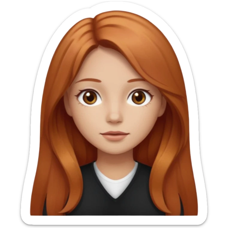 girlfriend with long middle part dark strawberry blonde hair with brown eyes sticker