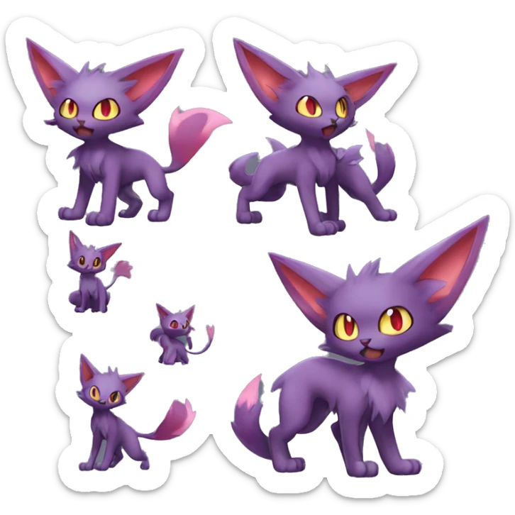 Shiny Dark Litten-Espeon-Zorua-Torracat-fusion-hybrid full body sticker
