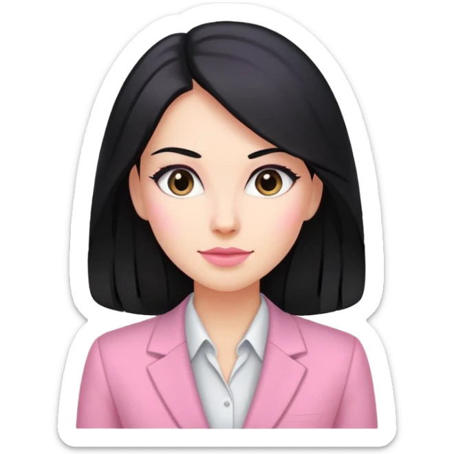 Business chlothes pink woman caucasian long black hair girl sticker