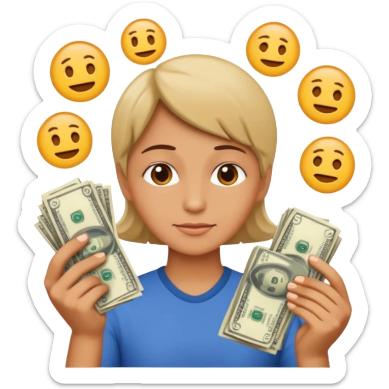 A caring parent counting money with family icons emoji sticker