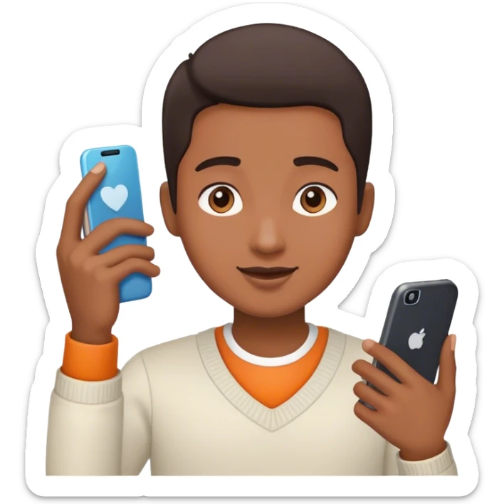 the back of a person looking at a phone to reach out to friends and love sticker