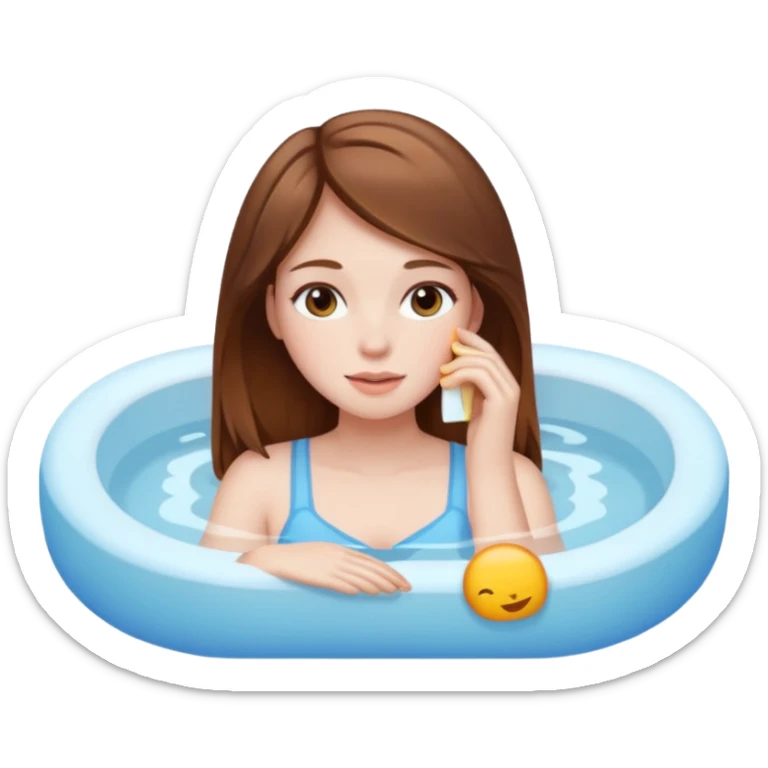 girl with brown hair (not dark, with highlights) with pretty pale skin having relacyjny time sticker