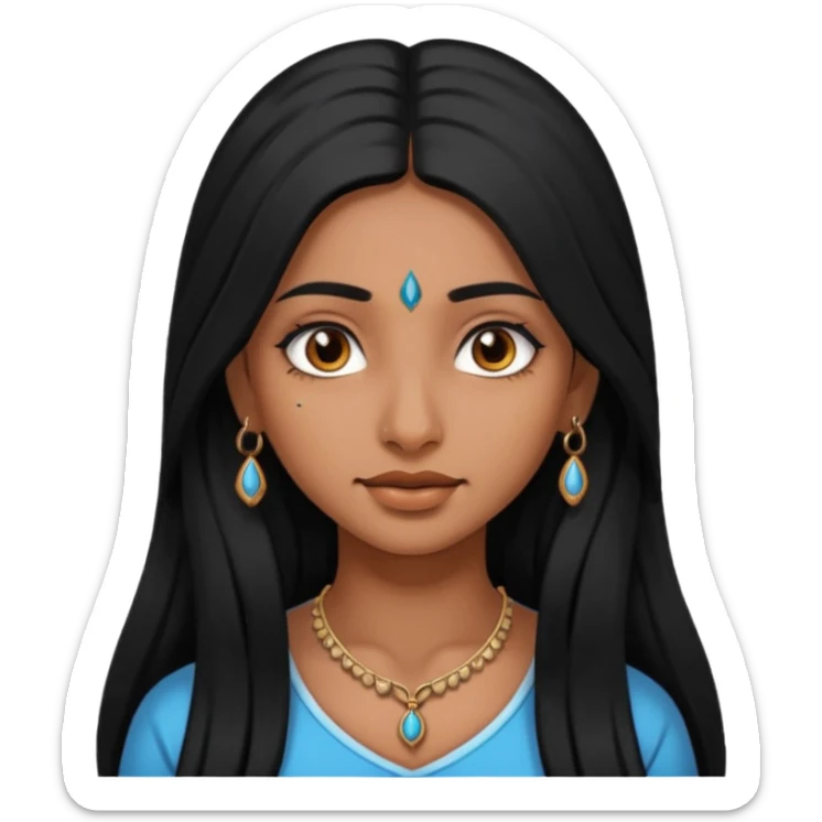 Attractive Indian girl with black long hair and a nose piercing  sticker