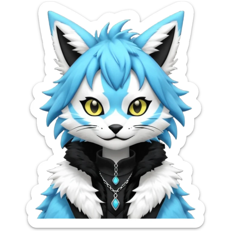Cool gothic cute Kemonomimi Nekomimi Japanese Anime Kemono Furry Style Vernid-Zeraora-Sergal-Fursuit-furry-fursona sticker