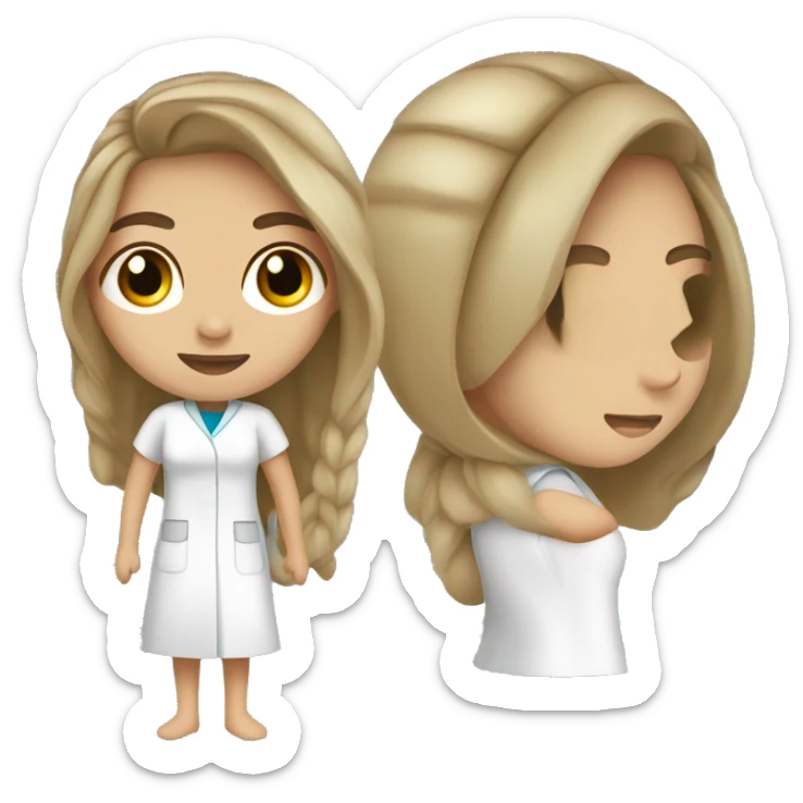 Mujer con unifome medico negro y que sea rubia la bata negra sticker