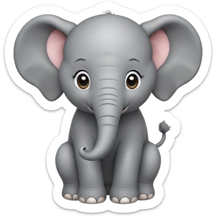 cinematic-noble-baby-elephant-portrait-emoji,-poised-and-regal,-with-a-tiny,-endearing-build-and-a-soft,-smooth-gray-hide,-delicate-floppy-ears-and-a-small,-curious-trunk,-deep-set-soulful-eyes,-simplified-yet-sharp-and-sophisticated sticker