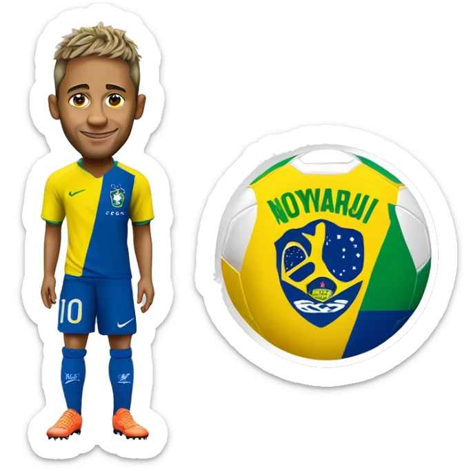 Realistic Emoji from the Soccer Player Neymar Jr. with Brazil Soccer Shirt sticker