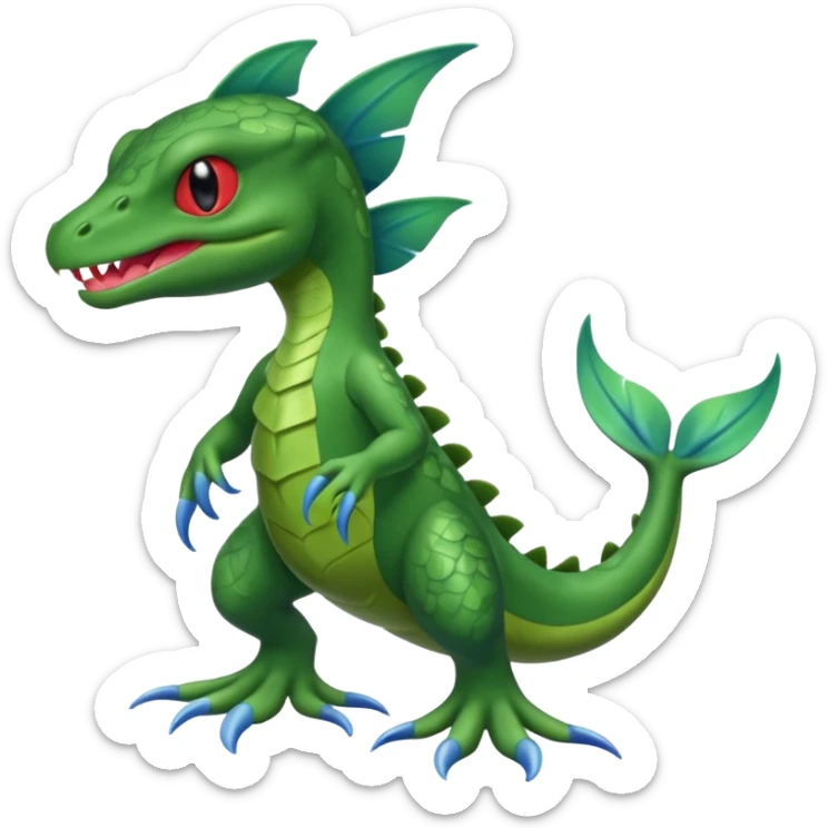Swampy seaweedy Axew-Grovyle-Inteleon-fusion (full body) sticker