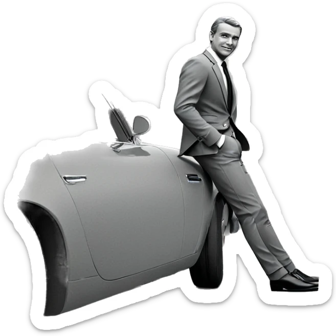 stylish boy in greyscale suit sticker