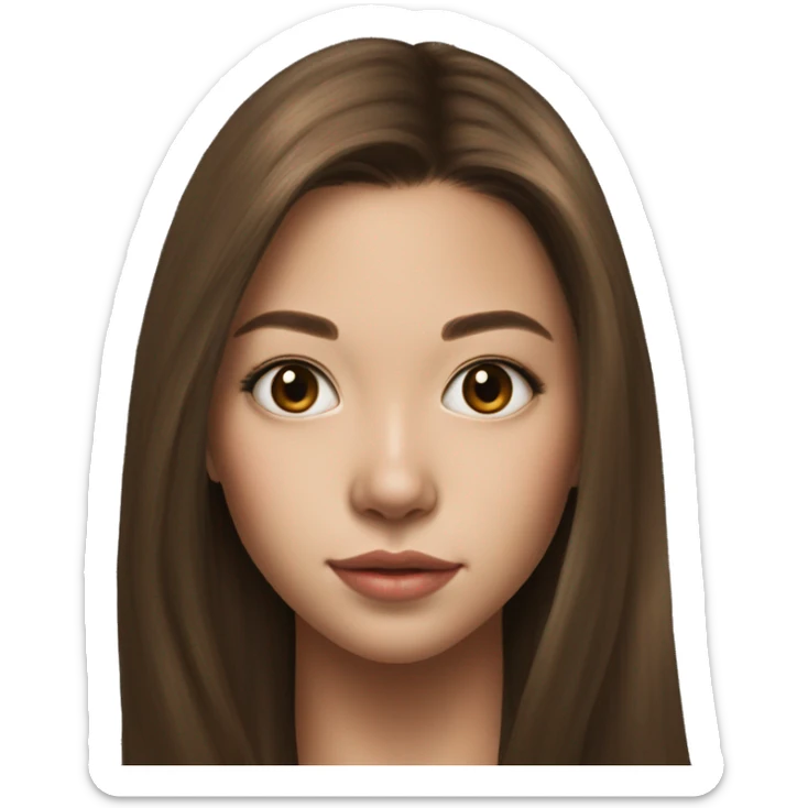 Megan Nakata long brown hair teenager, hyperreal, photoreal portrait sticker