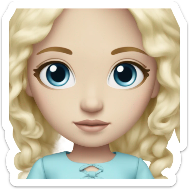 ocean blue doll eyes, blonde hair, feminine, pink, girl, angelic sticker