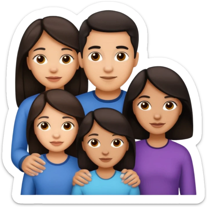 Light skin dark hair, Hispanic family of 6 mom, dad, two 20 yr old daughters, 20 year old son, and 10 year old daughter sticker