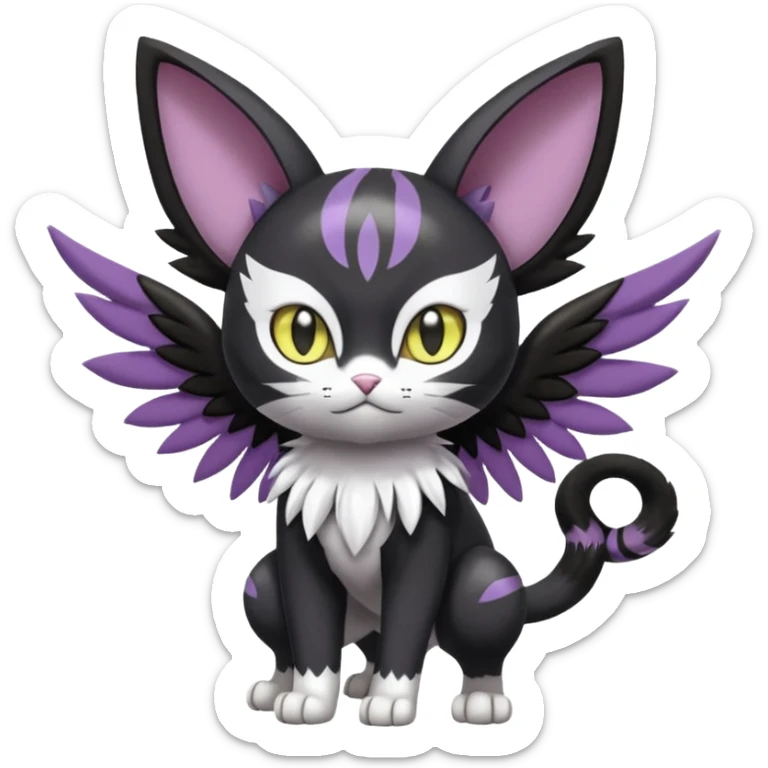 Meloetta-Purrloin-Gatomon-Trico-Pokémon-Digimon-Fakémon-fusion-hybrid-creature sticker