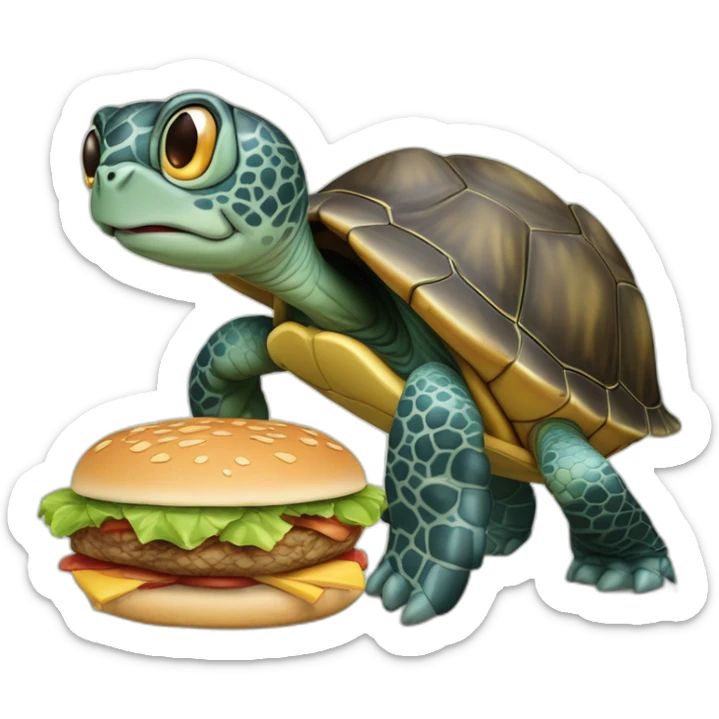 Une tortue j’ai honte en train de se battre avec un chat tout petit comme une fourmi qui détruisent une ville qui mange trois burgers à la fois et qui font des câlins à Mickey sticker