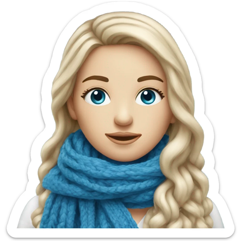 beautiful finnish fair long hair woman with blue eye knitting scarf sticker
